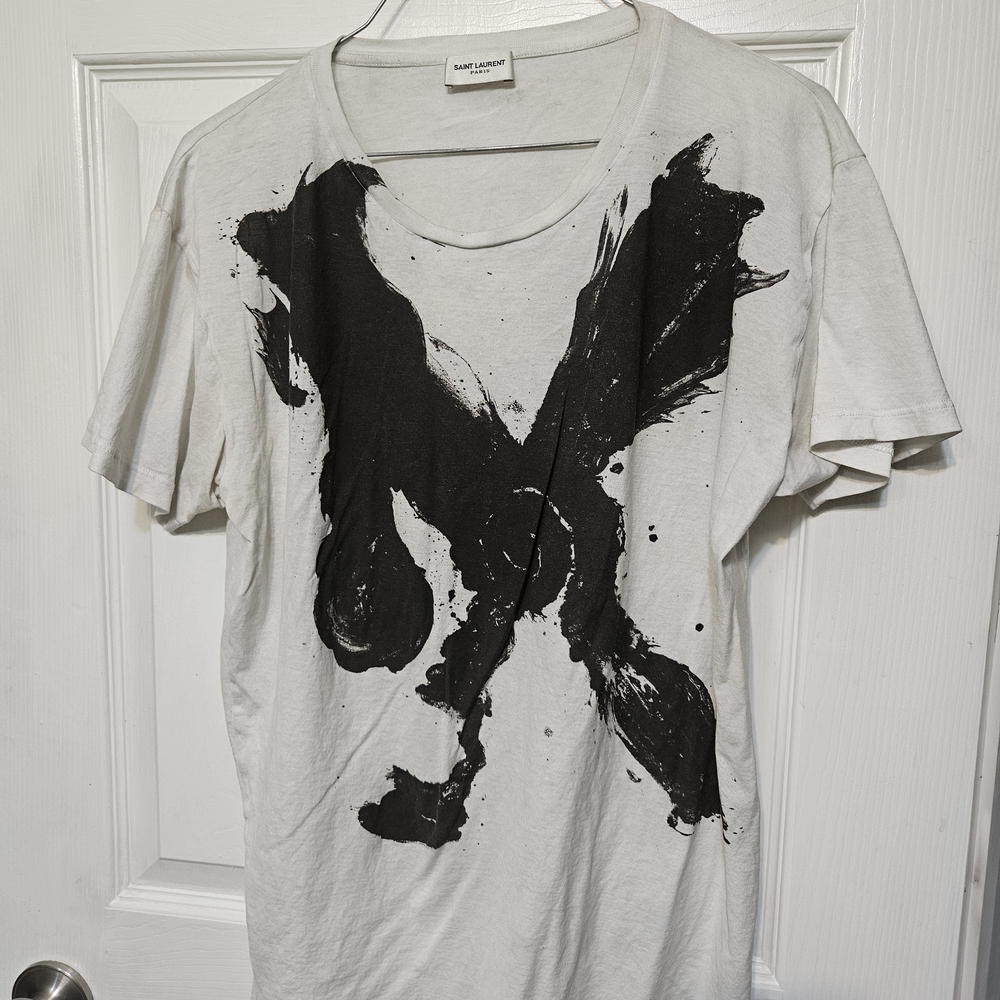 Saint Laurent White and Black Graphic T-Shirt